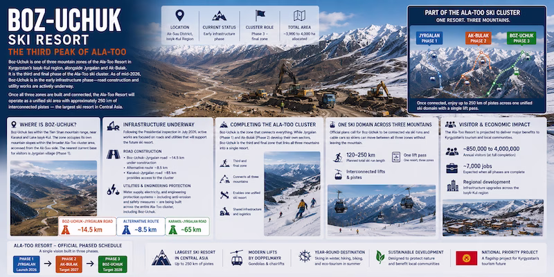 Boz-Uchuk as part of Ala-Too ski resort near Lake Issyk-Kul, Kyrgyzstan