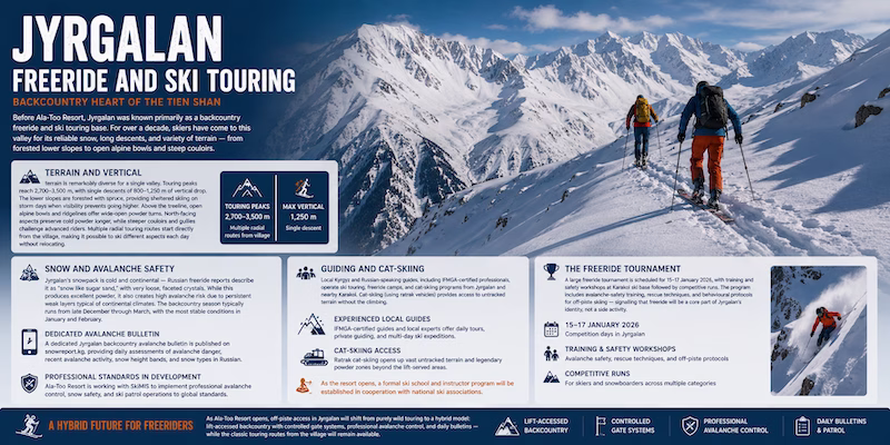 Ala-Too ski resort rendering showing planned slopes and cable cars in the Kyrgyz Ala-Too mountains near Lake Issyk-Kul, Kyrgyzstan