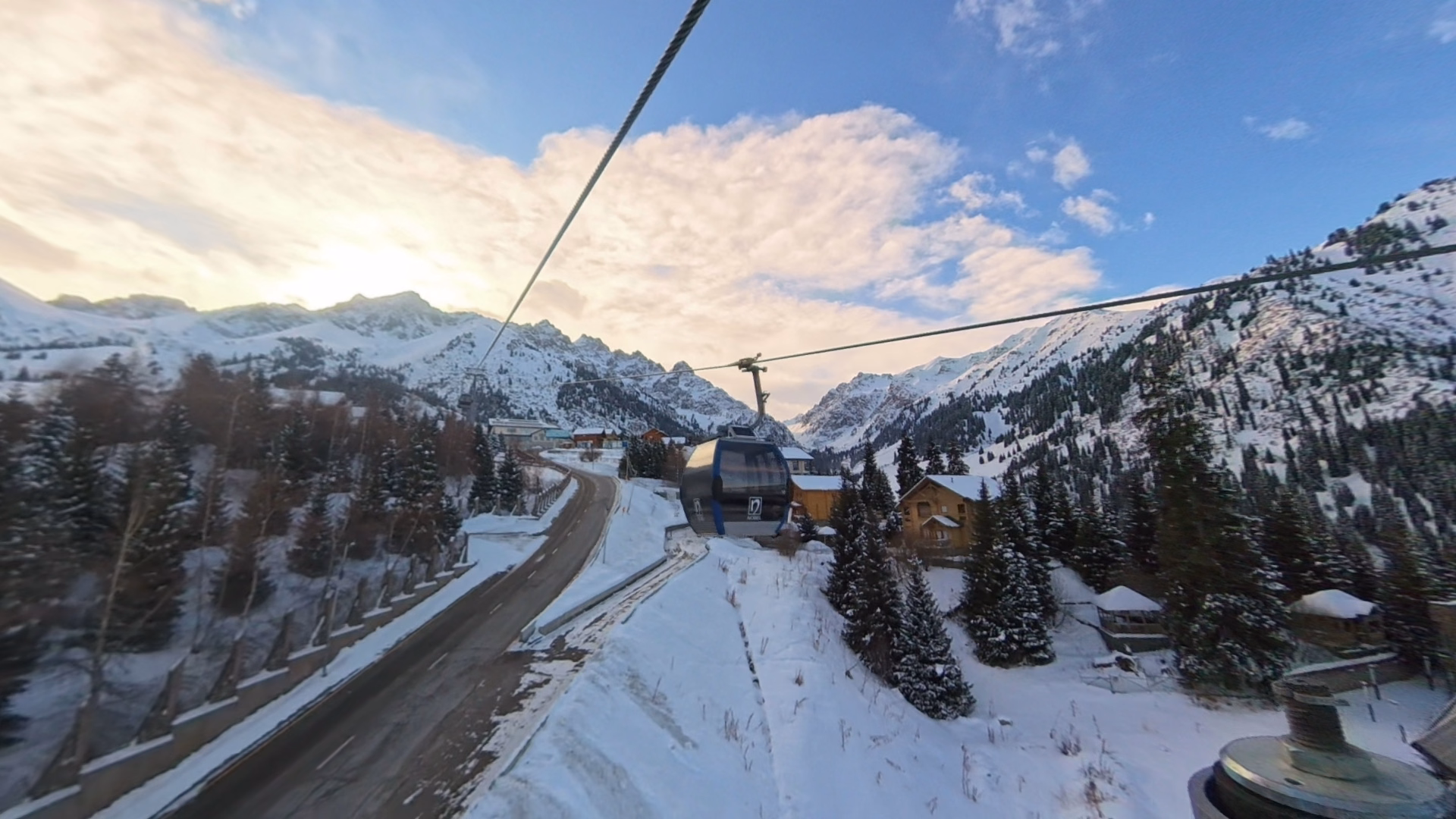 Medeu Valley gondola ascending to Shymbulak from Almaty